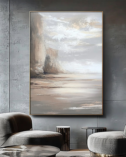Beige Küste Abstrakt – Wandgemälde