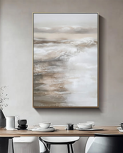 Beige Küste Abstrakt – Wandgemälde