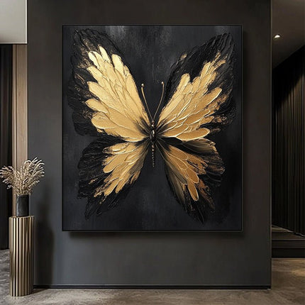 Gold Schwarzer Schmetterling – Wandgemälde