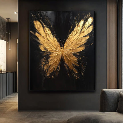 Gold Schwarzer Schmetterling – Wandgemälde