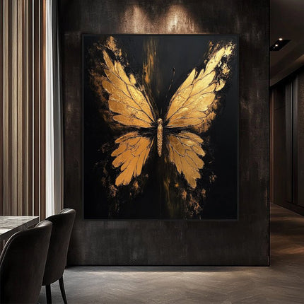 Gold Schwarzer Schmetterling – Wandgemälde
