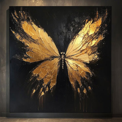 Gold Schwarzer Schmetterling – Wandgemälde