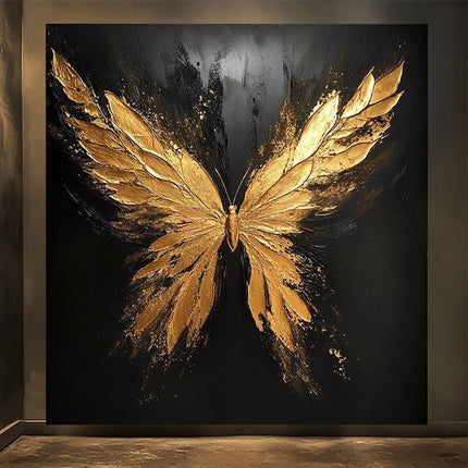 Gold Schwarzer Schmetterling – Wandgemälde