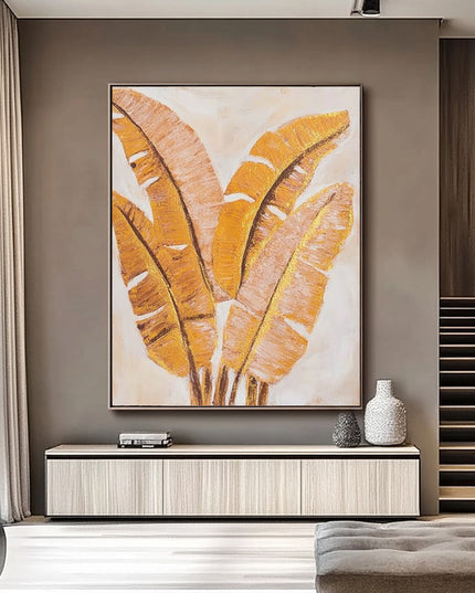 Goldene Tropenblätter – Wandgemälde