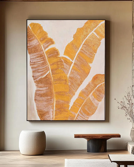 Goldene Tropenblätter – Wandgemälde
