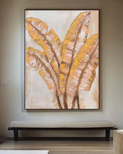 Goldene Tropenblätter – Wandgemälde