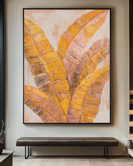 Goldene Tropenblätter – Wandgemälde