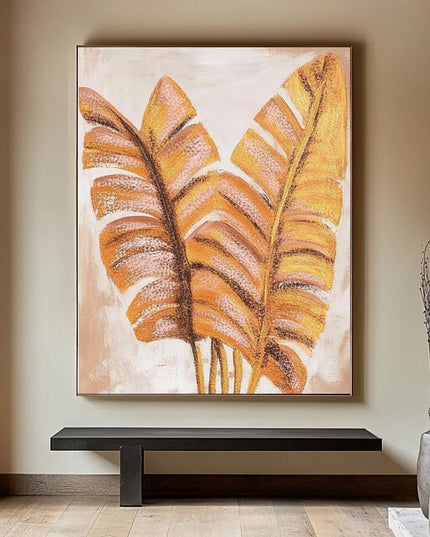 Goldene Tropenblätter – Wandgemälde