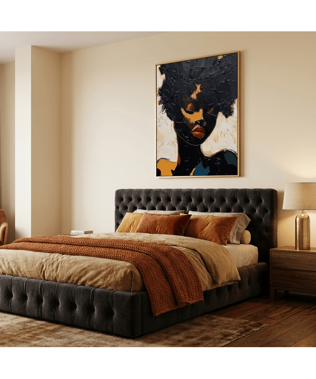 Frau Afro Portrait – Wandgemälde