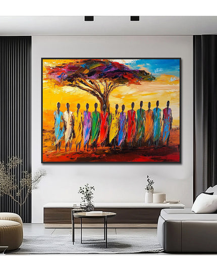 Afrikanische Stammesszene – Wandgemälde