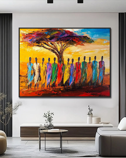 Afrikanische Stammesszene – Wandgemälde