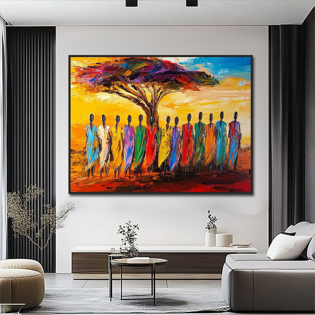 Afrikanische Stammesszene – Wandgemälde