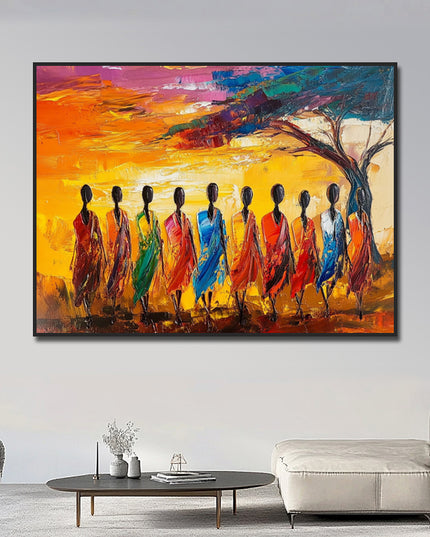 Afrikanische Stammesszene – Wandgemälde