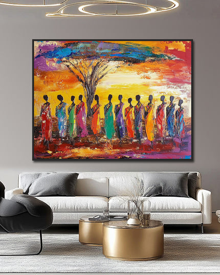 Afrikanische Stammesszene – Wandgemälde