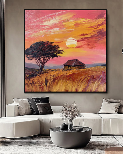 Afrika Savanne Sonnenuntergang – Wandgemälde