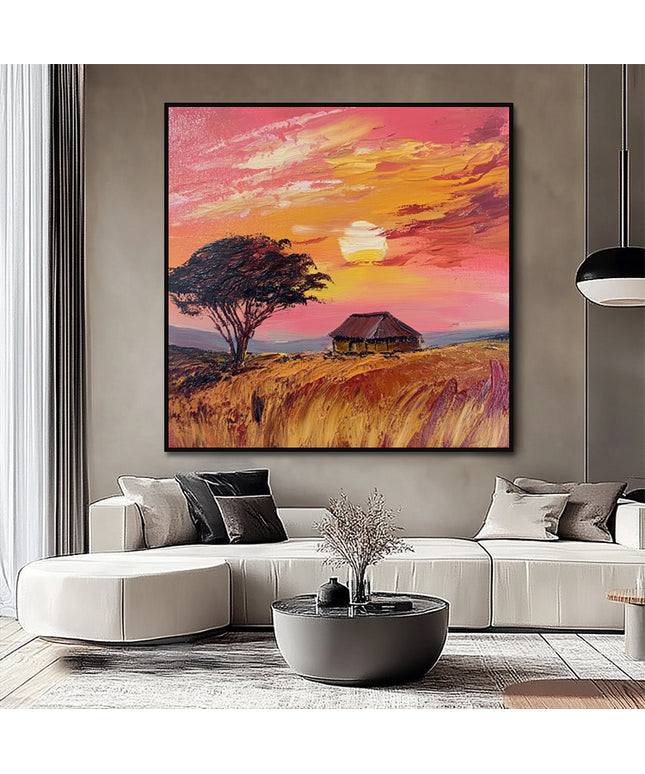 Afrika Savanne Sonnenuntergang – Wandgemälde