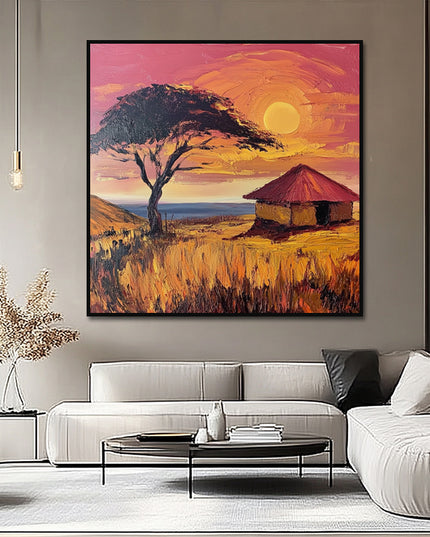 Afrika Savanne Sonnenuntergang – Wandgemälde