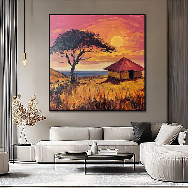 Afrika Savanne Sonnenuntergang – Wandgemälde