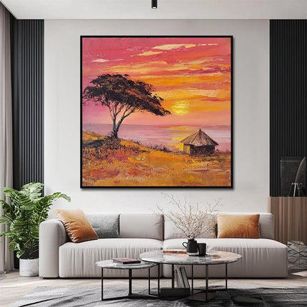Afrika Savanne Sonnenuntergang – Wandgemälde