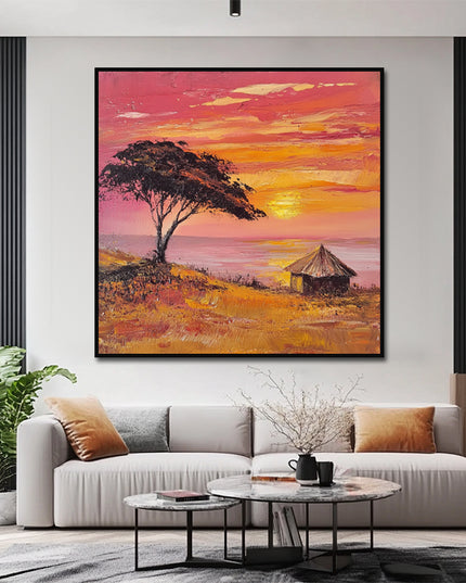 Afrika Savanne Sonnenuntergang – Wandgemälde