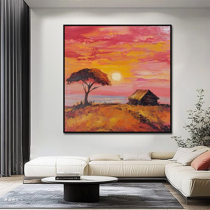 Afrika Savanne Sonnenuntergang – Wandgemälde