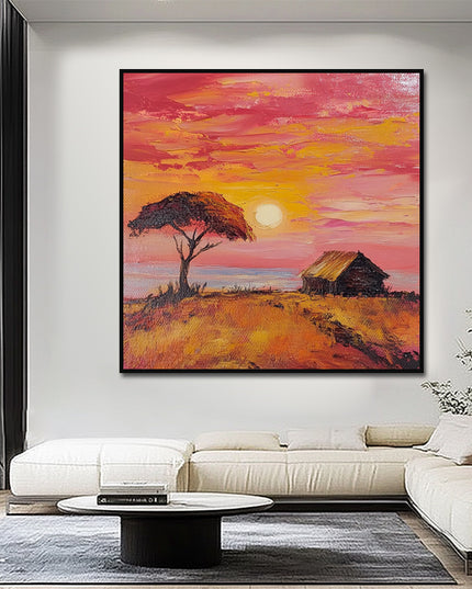 Afrika Savanne Sonnenuntergang – Wandgemälde