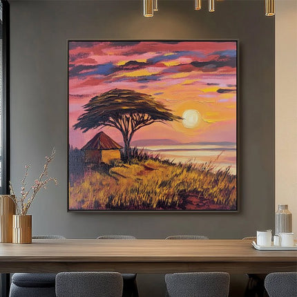 Afrika Savanne Sonnenuntergang – Wandgemälde