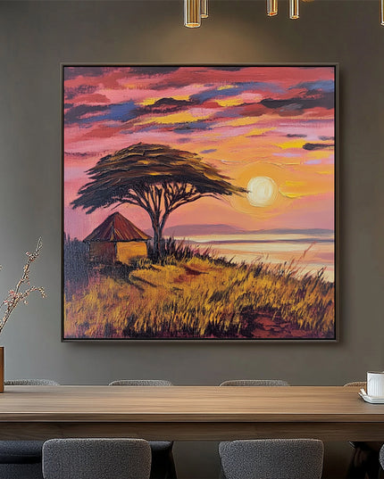 Afrika Savanne Sonnenuntergang – Wandgemälde