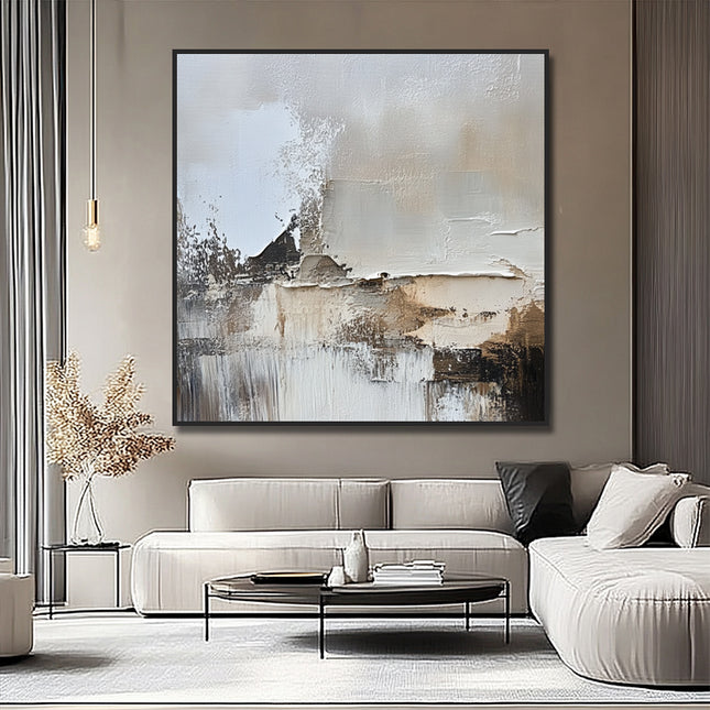 Blau Weiss Abstrakt – Wandgemälde