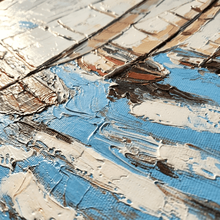 Blau Silber Abstrakt – Gemälde