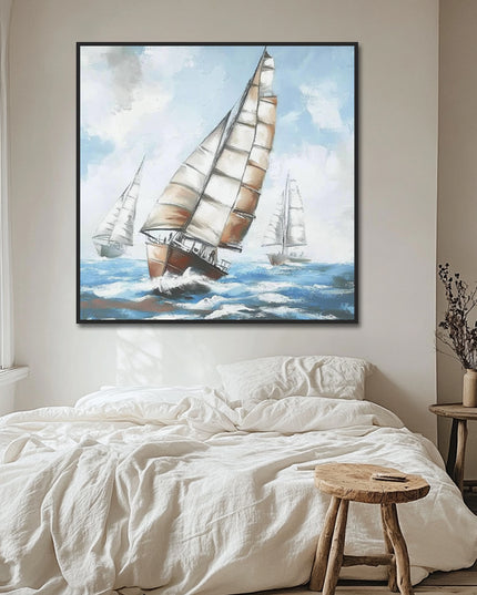 Blau Silber Abstrakt – Gemälde