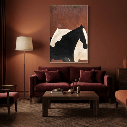 Schwarz-Weiss Pferde – Wandkunst
