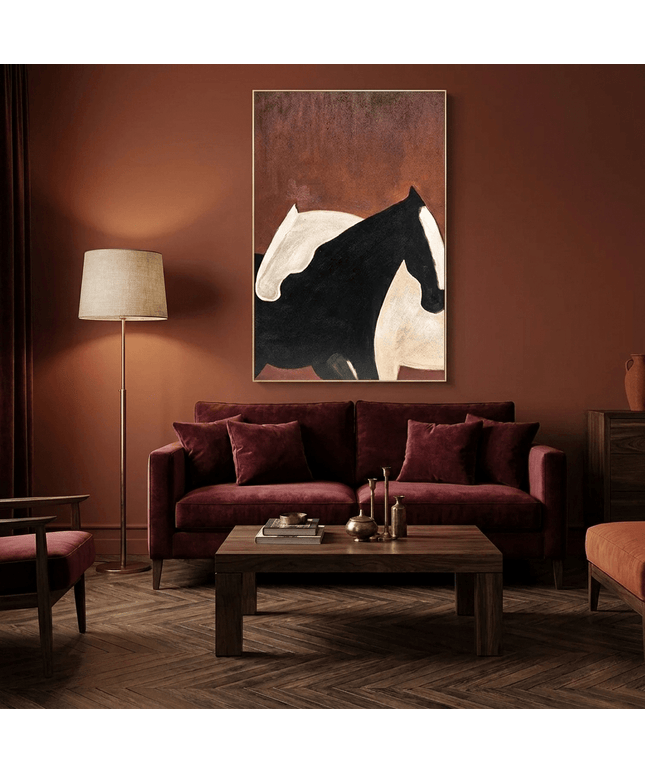 Schwarz-Weiss Pferde – Wandkunst