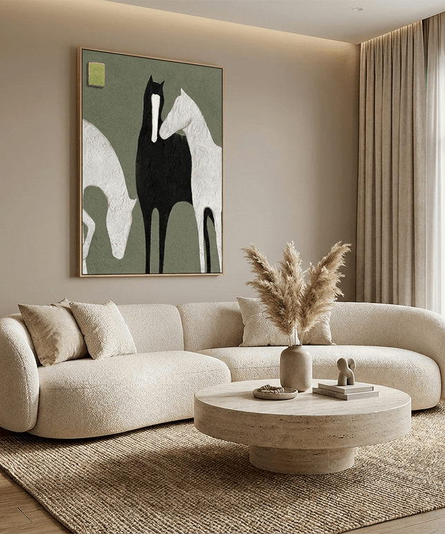 Schwarz-Weiss Pferde – Wandkunst