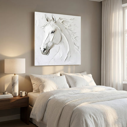Weisses Pferd Portrait 3D – Wandgemälde