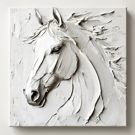 Weisses Pferd Portrait 3D – Wandgemälde