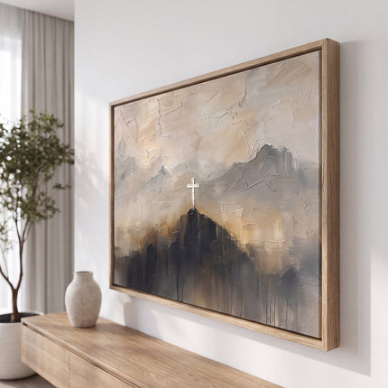 Kreuz auf dem Gipfel – Christliches Ölgemälde