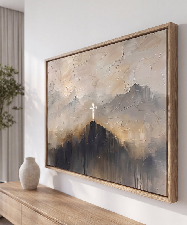 Kreuz auf dem Gipfel – Christliches Ölgemälde