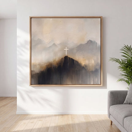 Kreuz auf dem Gipfel – Christliches Ölgemälde