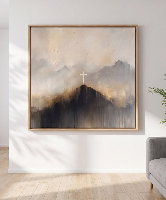 Kreuz auf dem Gipfel – Christliches Ölgemälde
