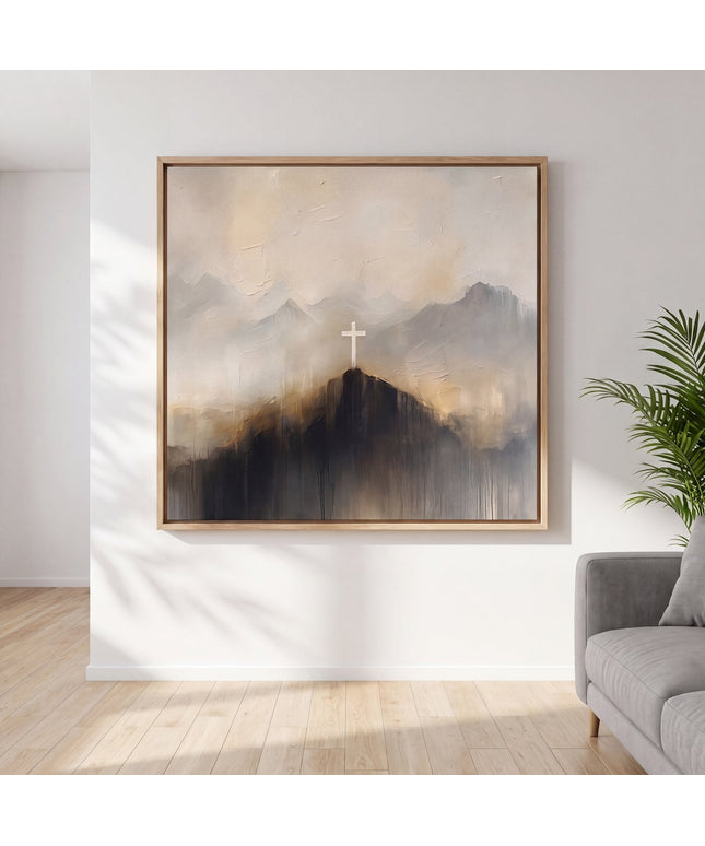 Kreuz auf dem Gipfel – Christliches Ölgemälde